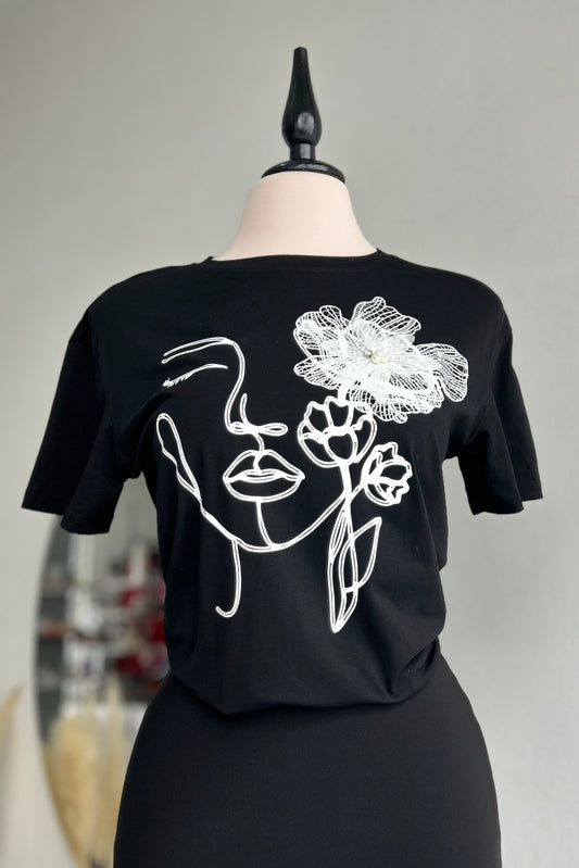 Playera rostros negra
