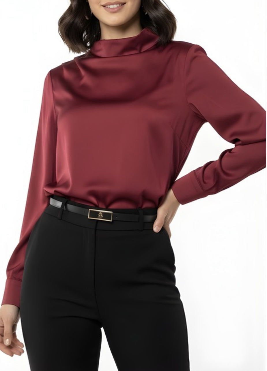 Blusa roja satinada