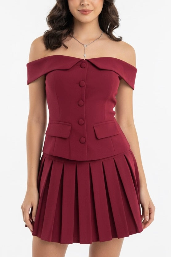 Set tinto falda plisada