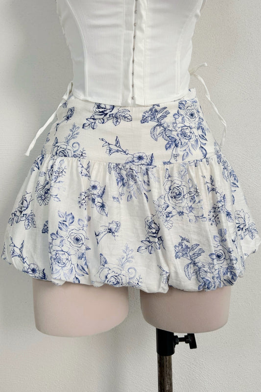 Falda globo estampado azul