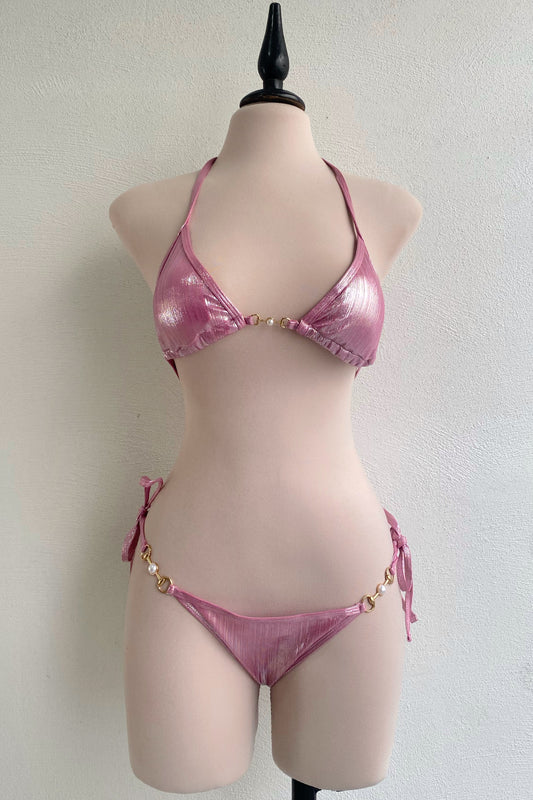 Bikini metálico rosa