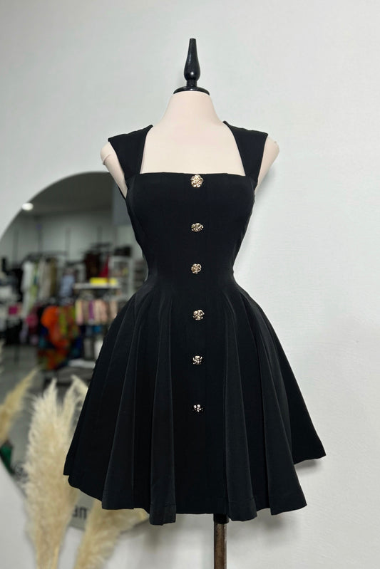 Vestido botones negro