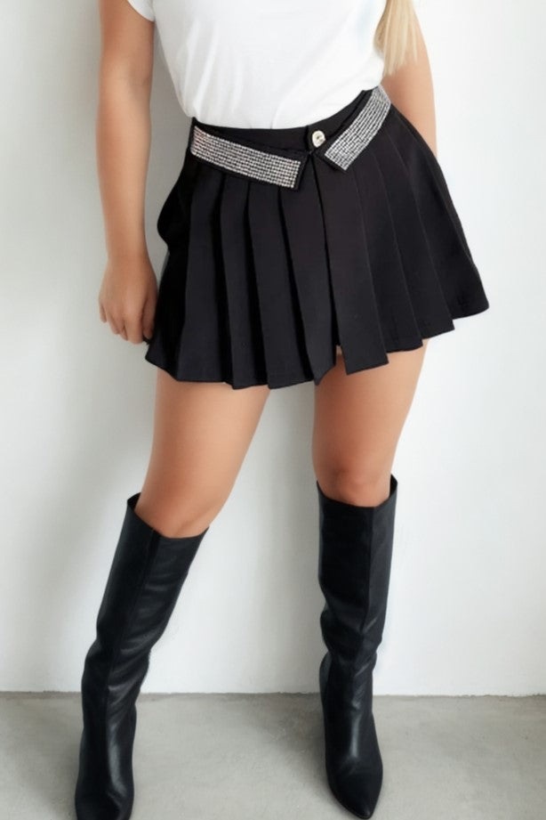 Short falda plisado negro