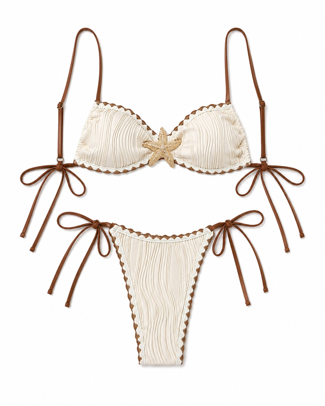 Bikini beige línea café con estrella