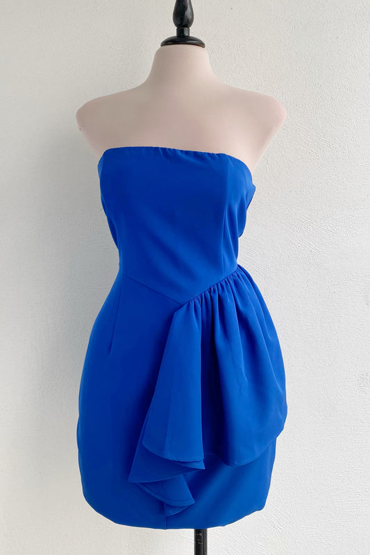 Vestido strapless azul