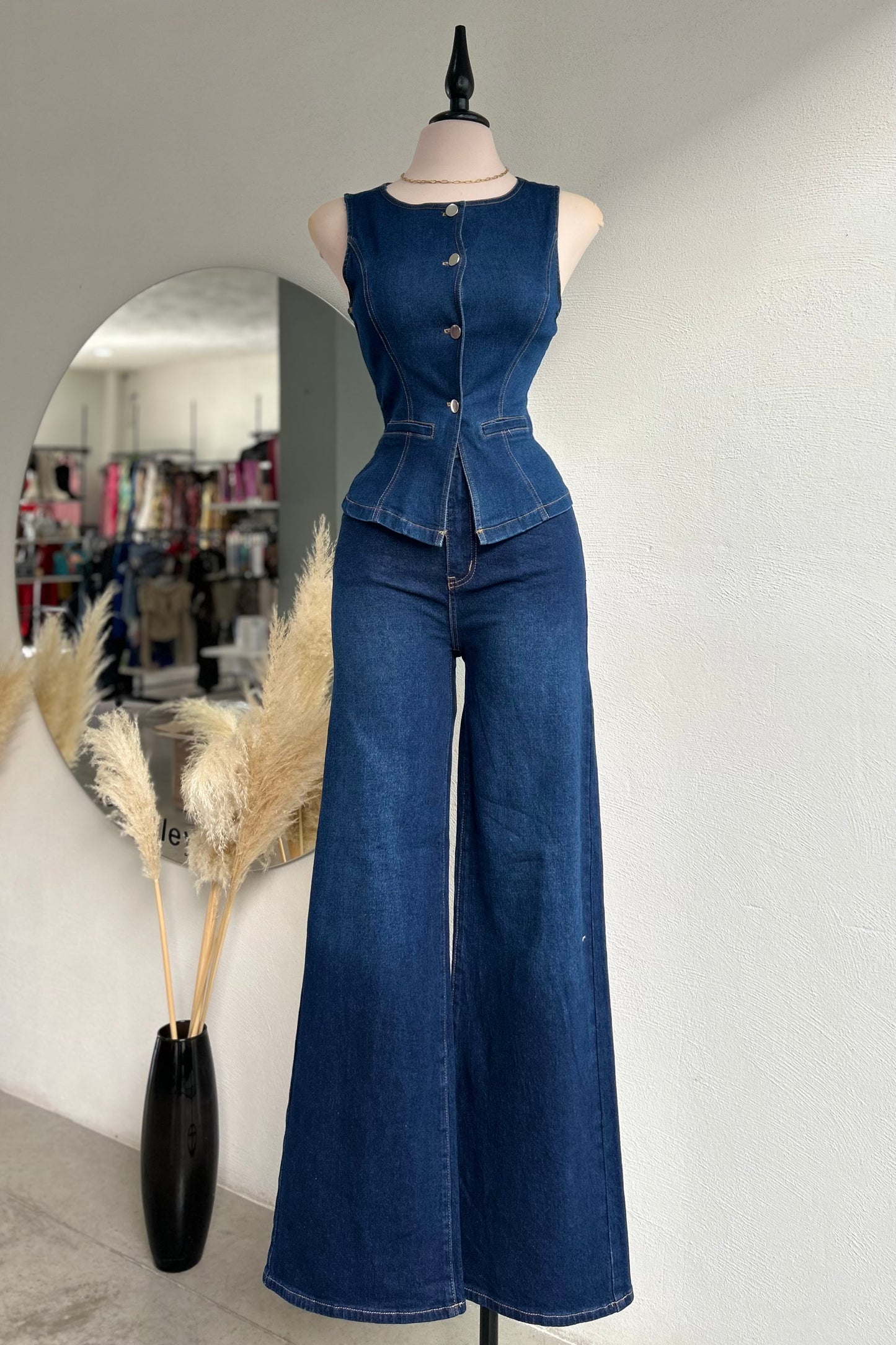 Jeans vibrant wide leg oscuro
