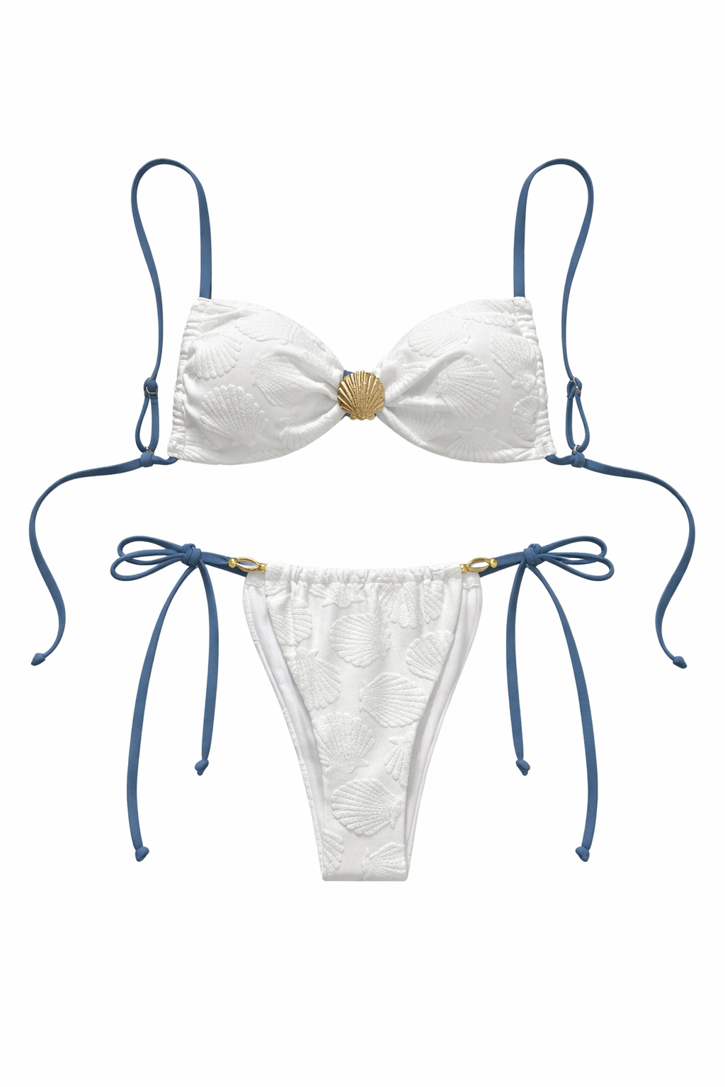 Bikini blanco cordón azul