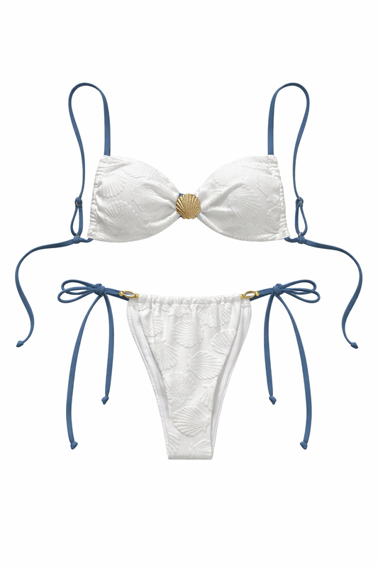 Bikini blanco cordón azul