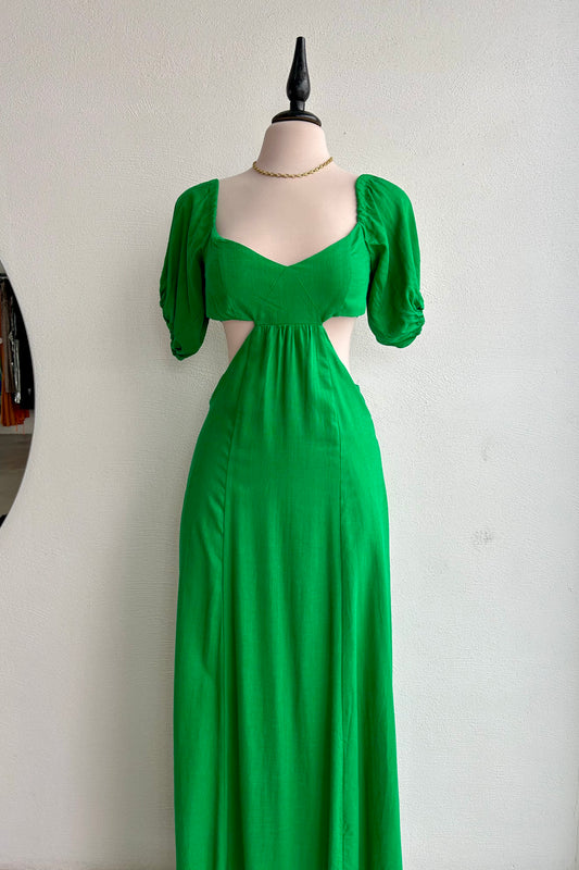 Vestido verde lino