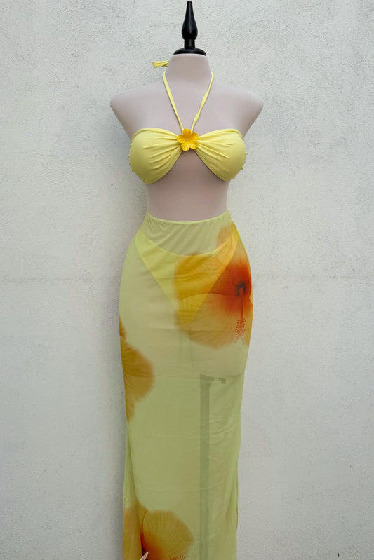 Bikini Amarillo con flor