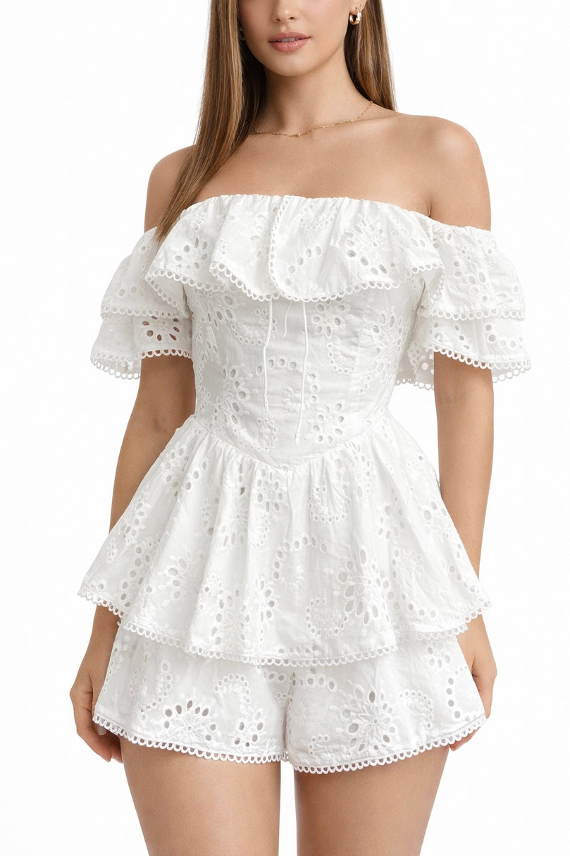 Jumpsuit Eyelet blanco
