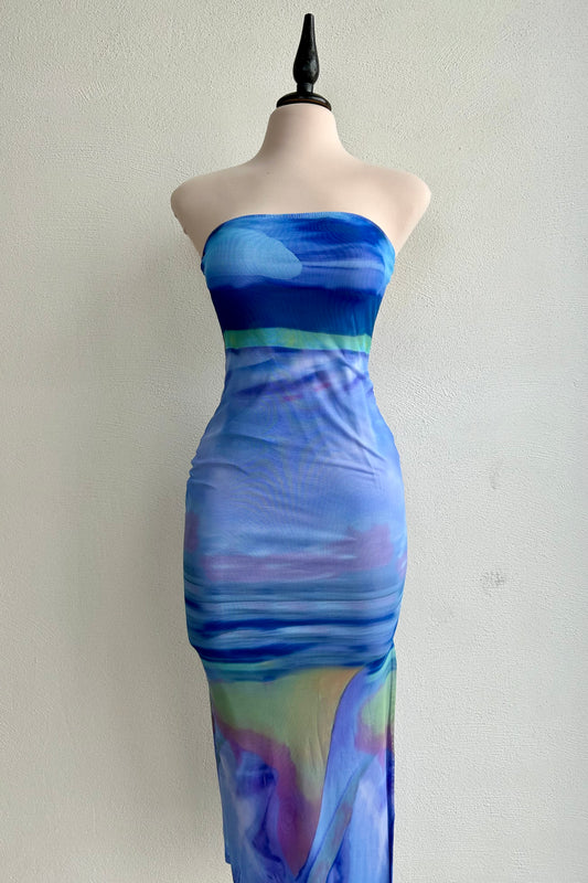 Vestido midi azul rey