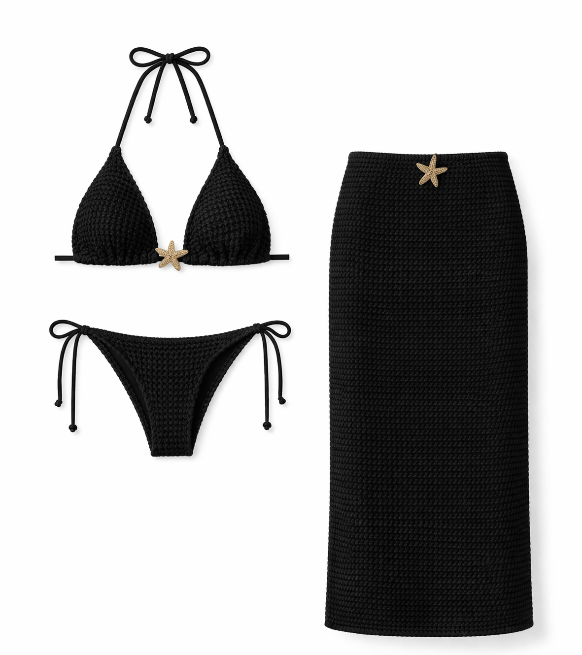 Set bikini falda larga negro