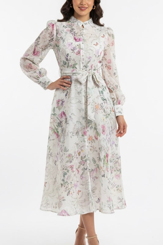 Vestido floral manga larga