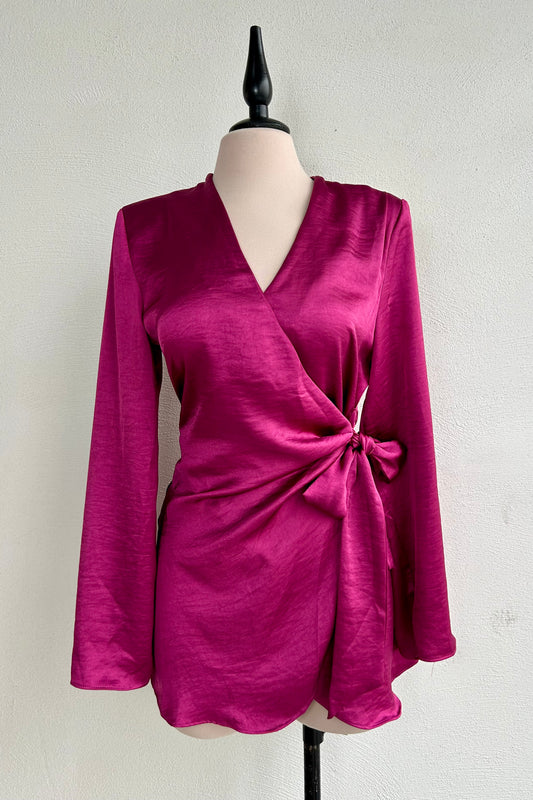 Vestido camisero magenta