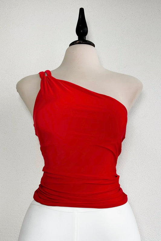 Top rojo un hombro
