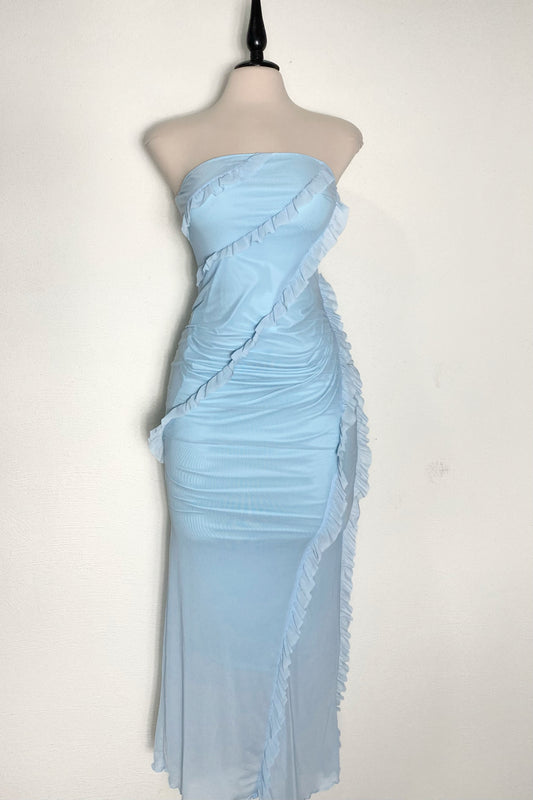 Vestido mesh azul cielo