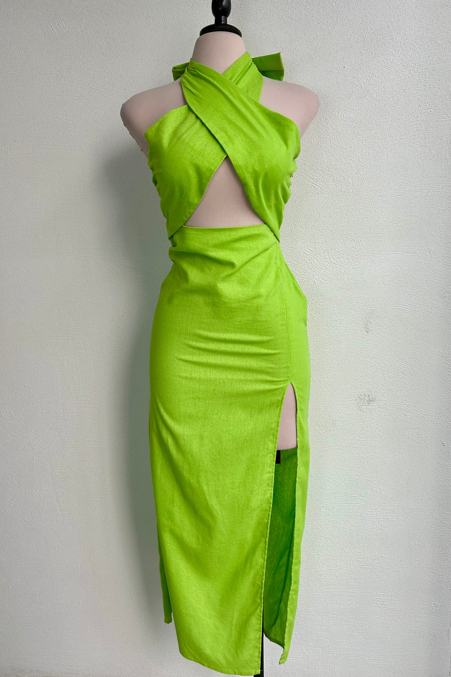 Vestido midi lino verde