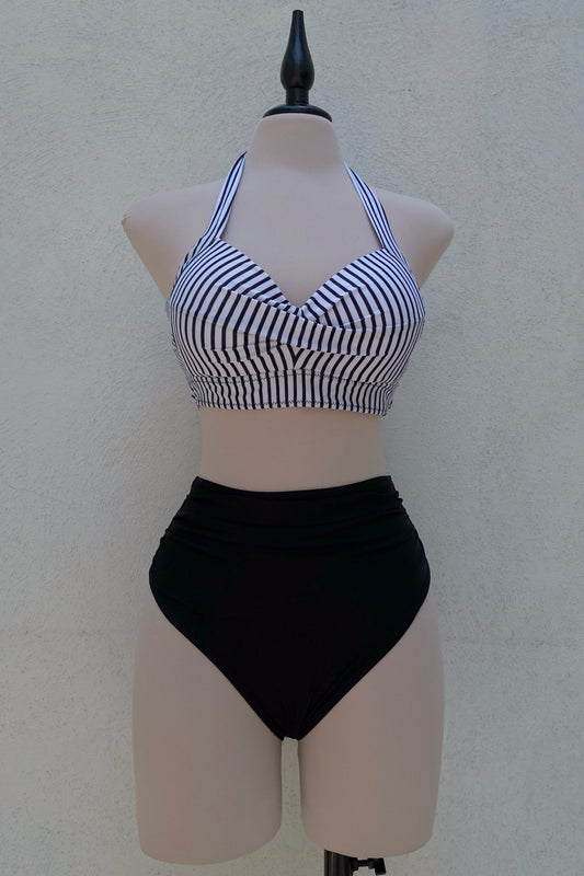 Bikini rayado tiro alto