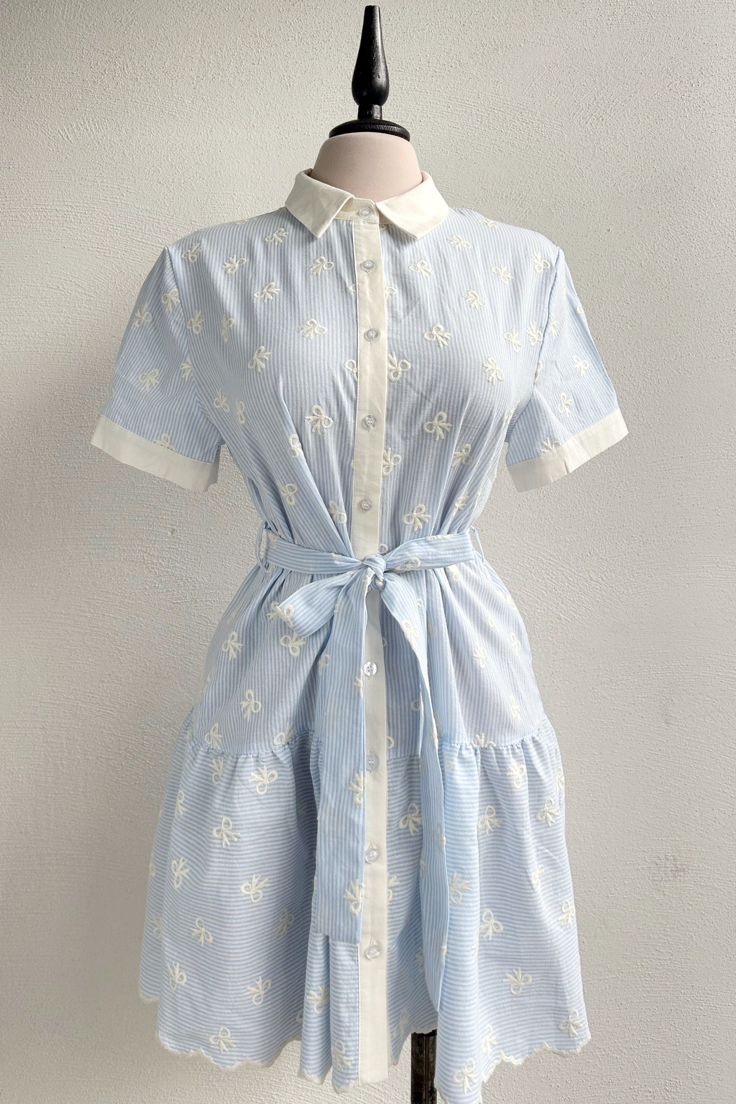 Vestido moños baby blue