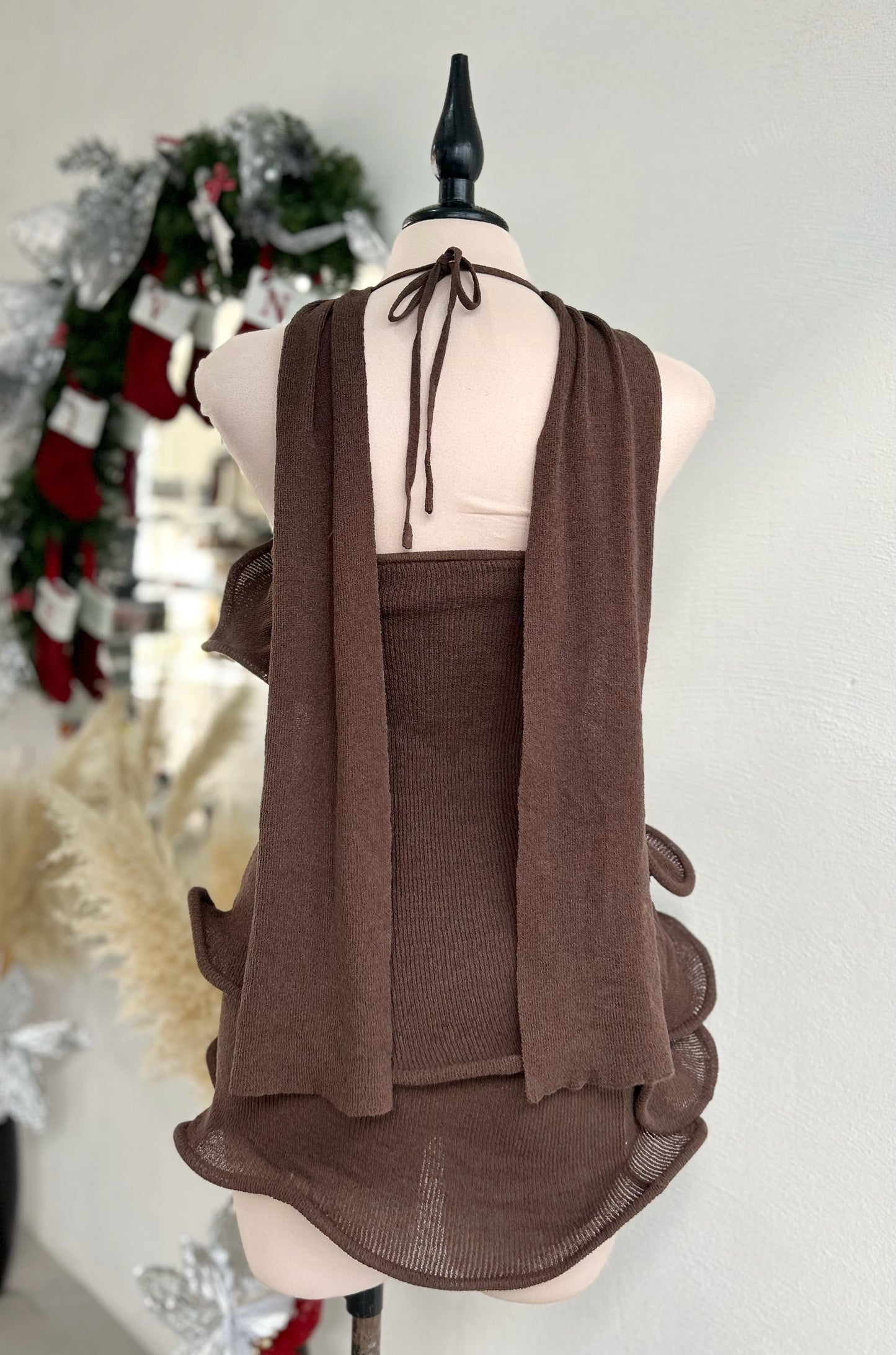 Vestido café ruffle