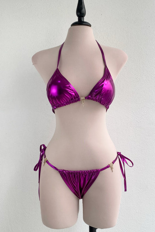 Bikini metalico lila