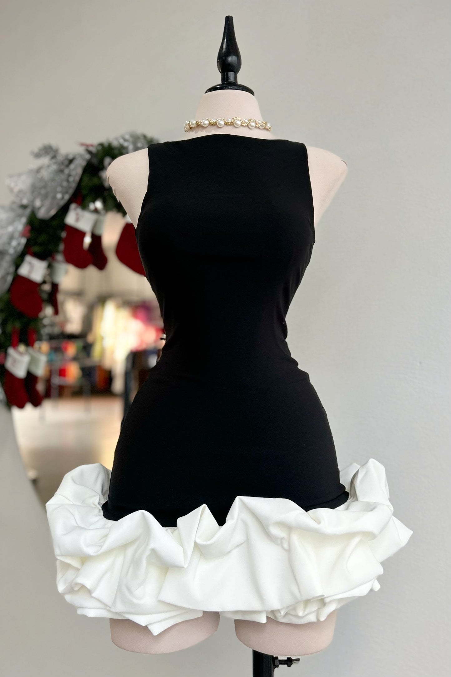 Vestido corto bicolor