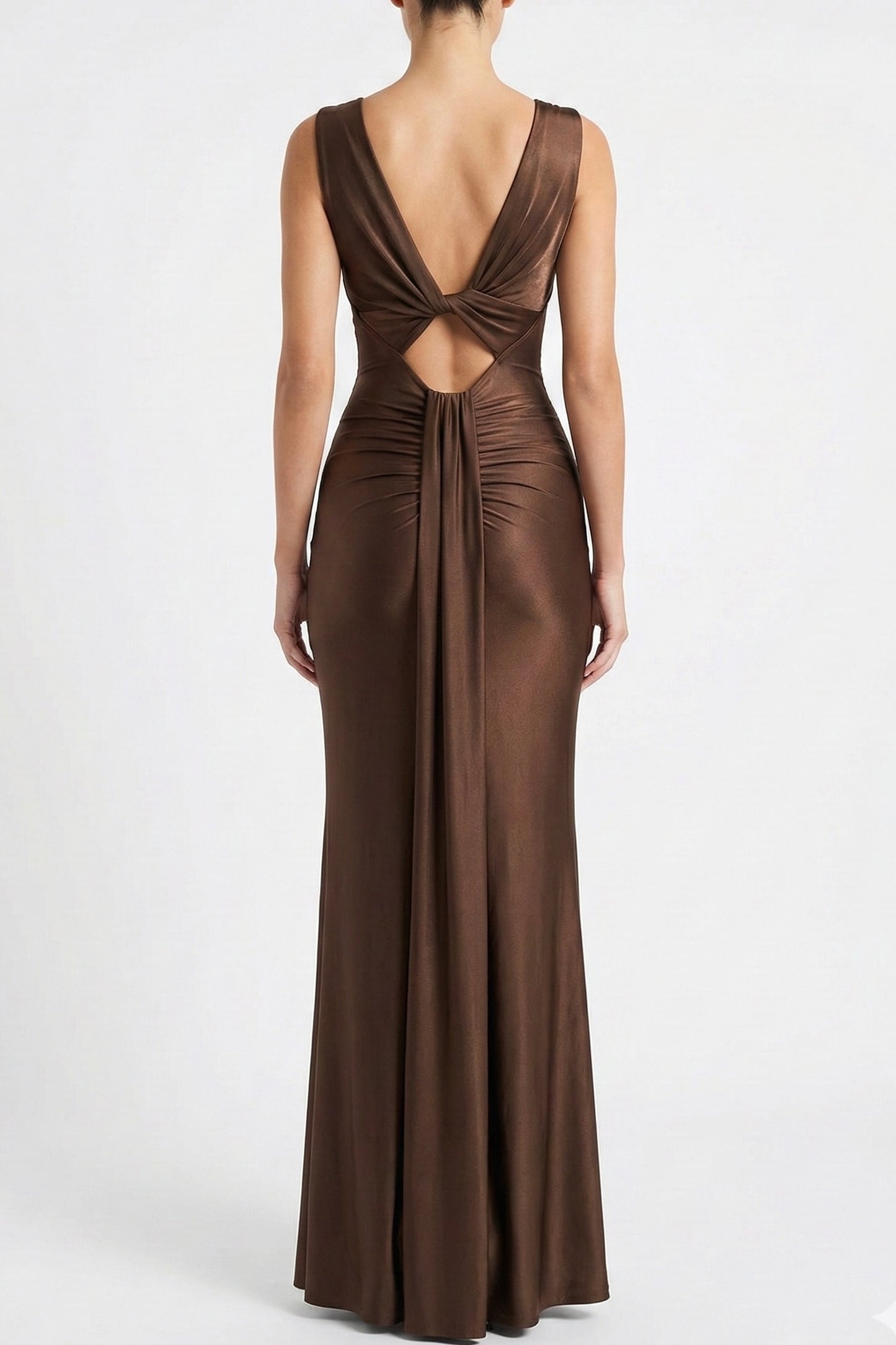 Vestido café espalda V
