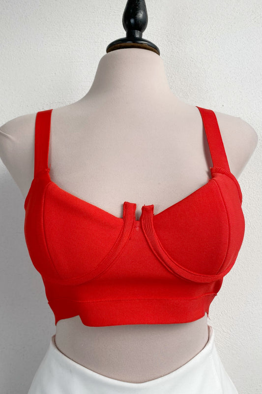 Top bandage con copas rojo