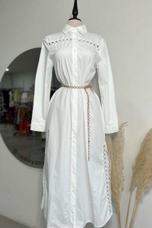 Maxi vestido blanco camisa