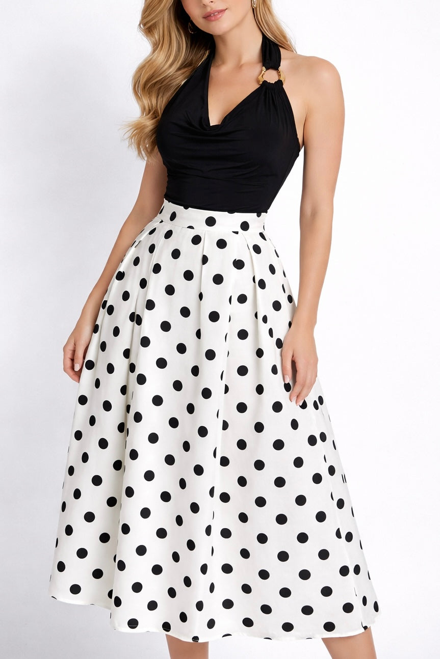 Maxi Falda Polka White