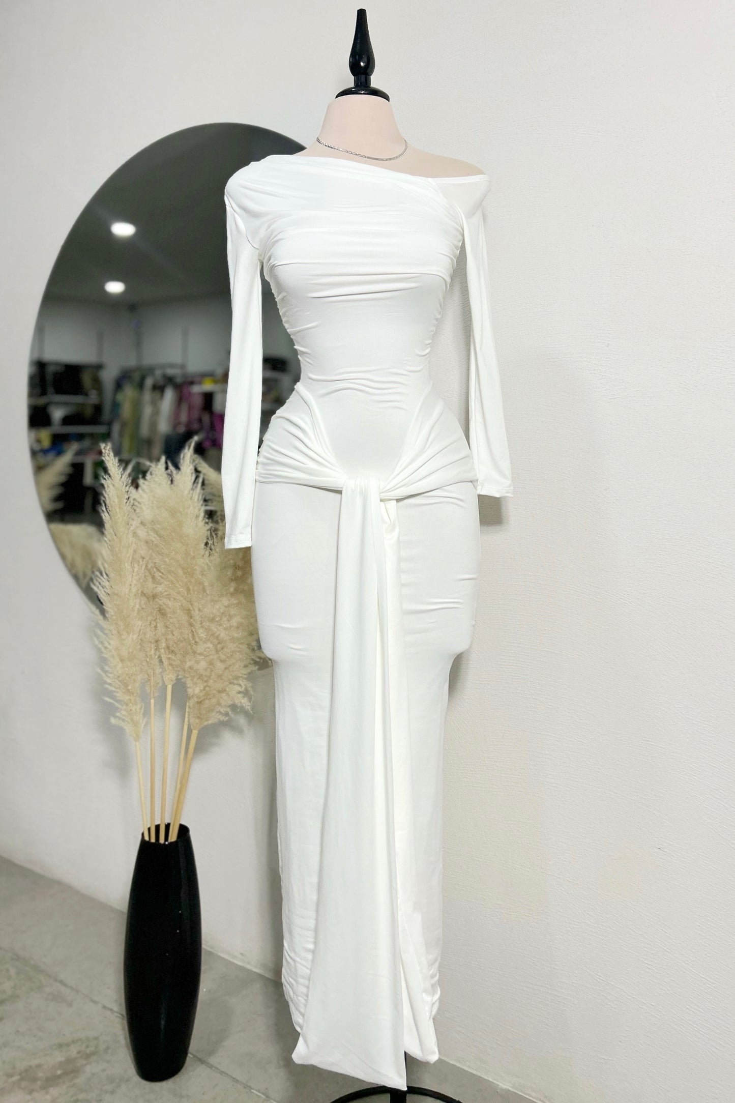 Vestido blanco manga larga