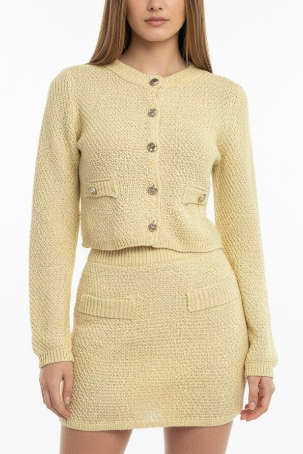 Set cardigan amarillo