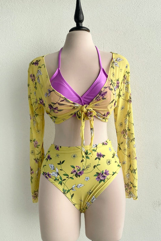 Set bikini amarillo con lila