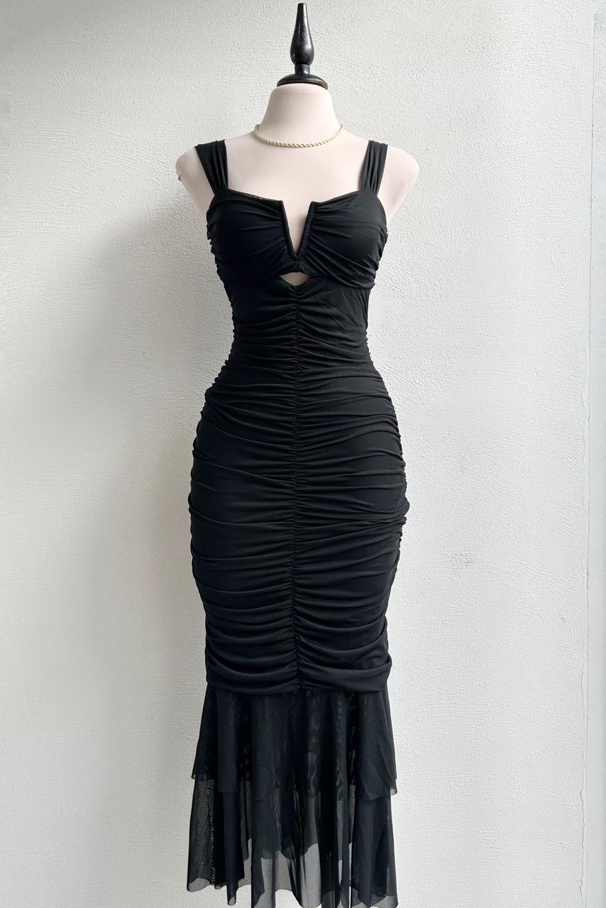 Vestido midi corte sirena