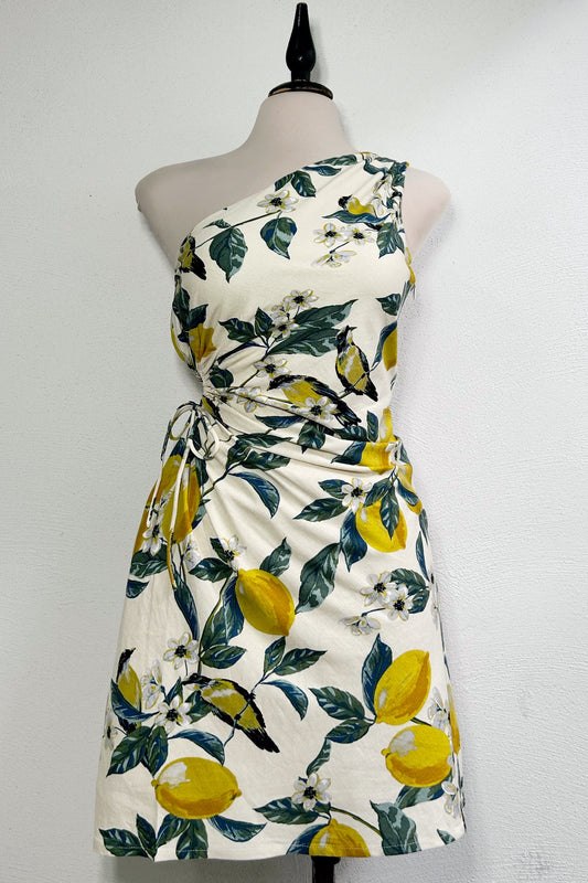 Vestido un hombro limones