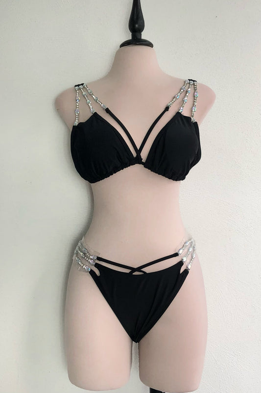 Bikini negro con cristales