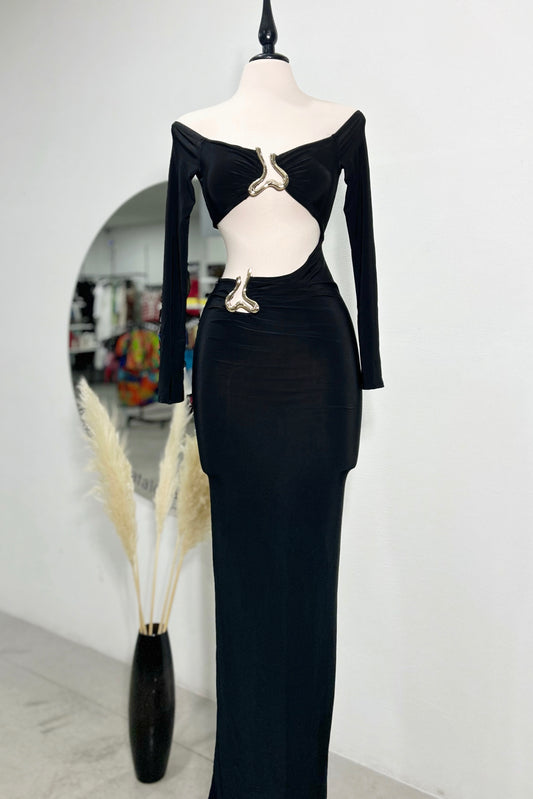 Vestido cut out negro