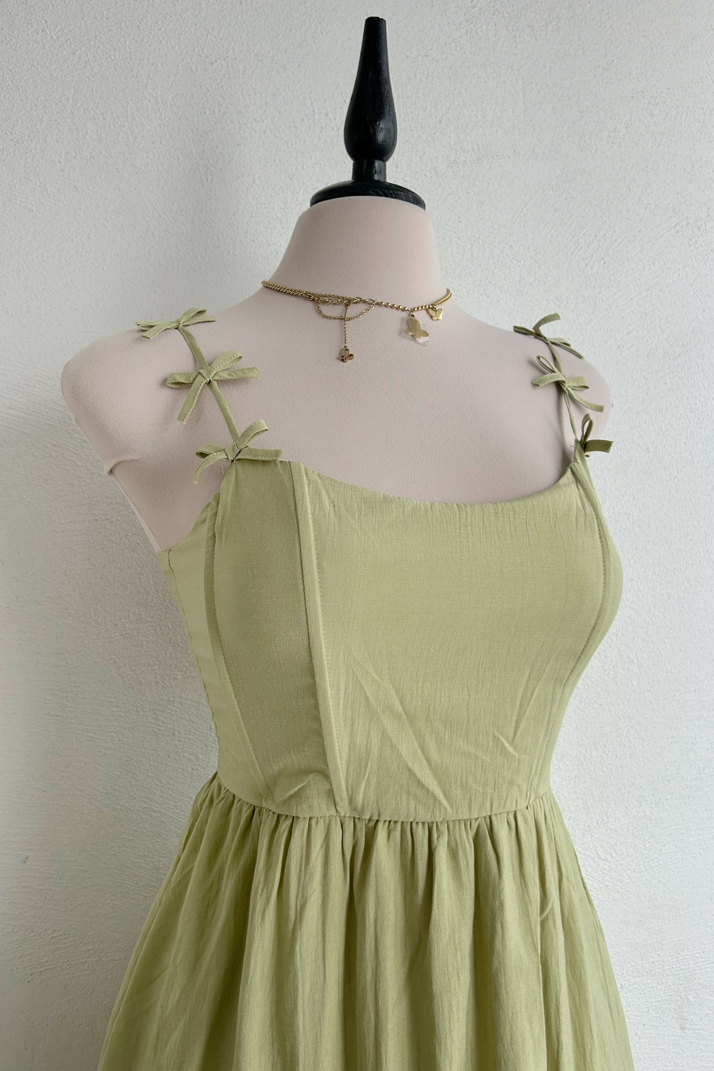Vestido verde tipo corsé