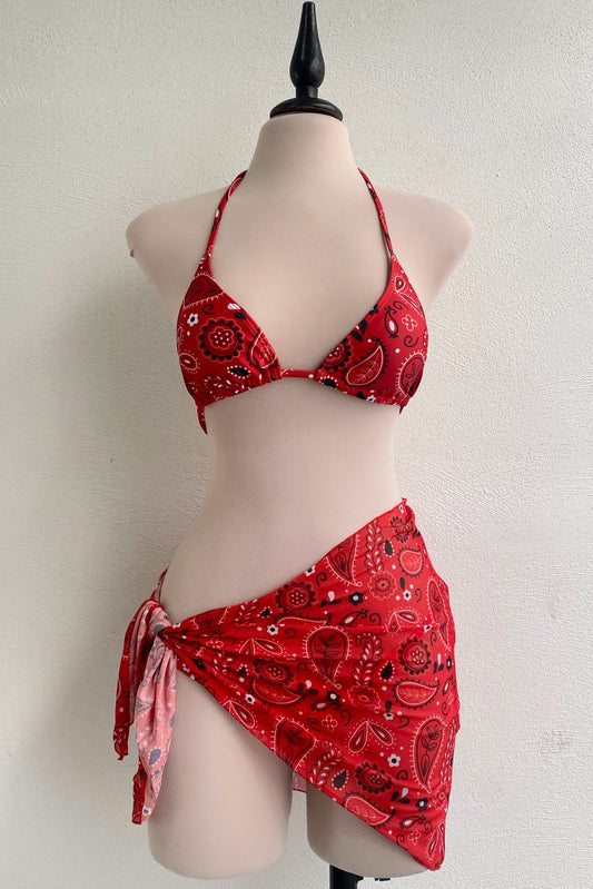 Set bikini rojo estampado