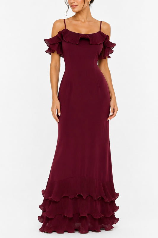 Vestido Wine Ruffle
