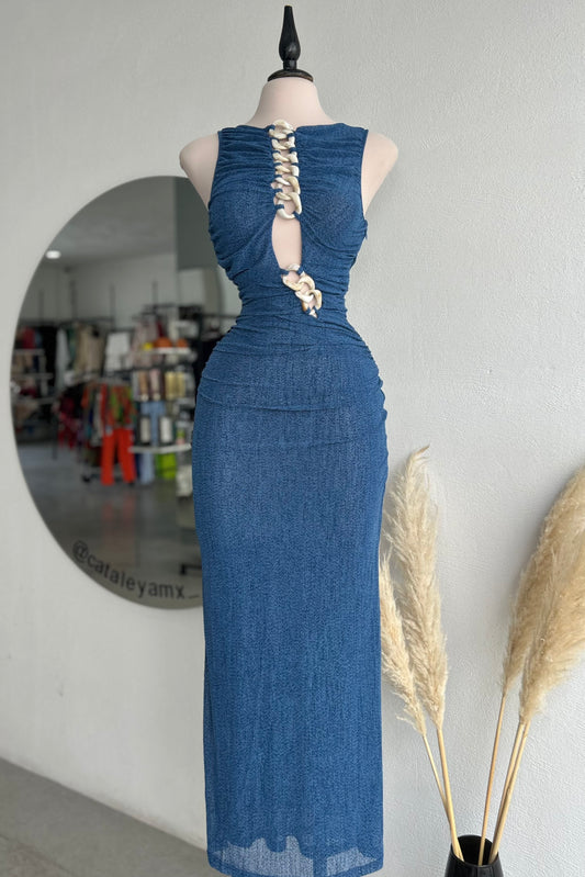Vestido mesh con cadena