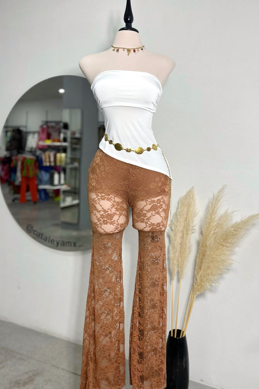 Pantalón encaje café