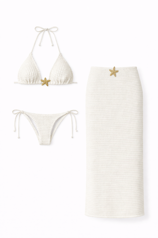 Set maxi falda bikini blanco