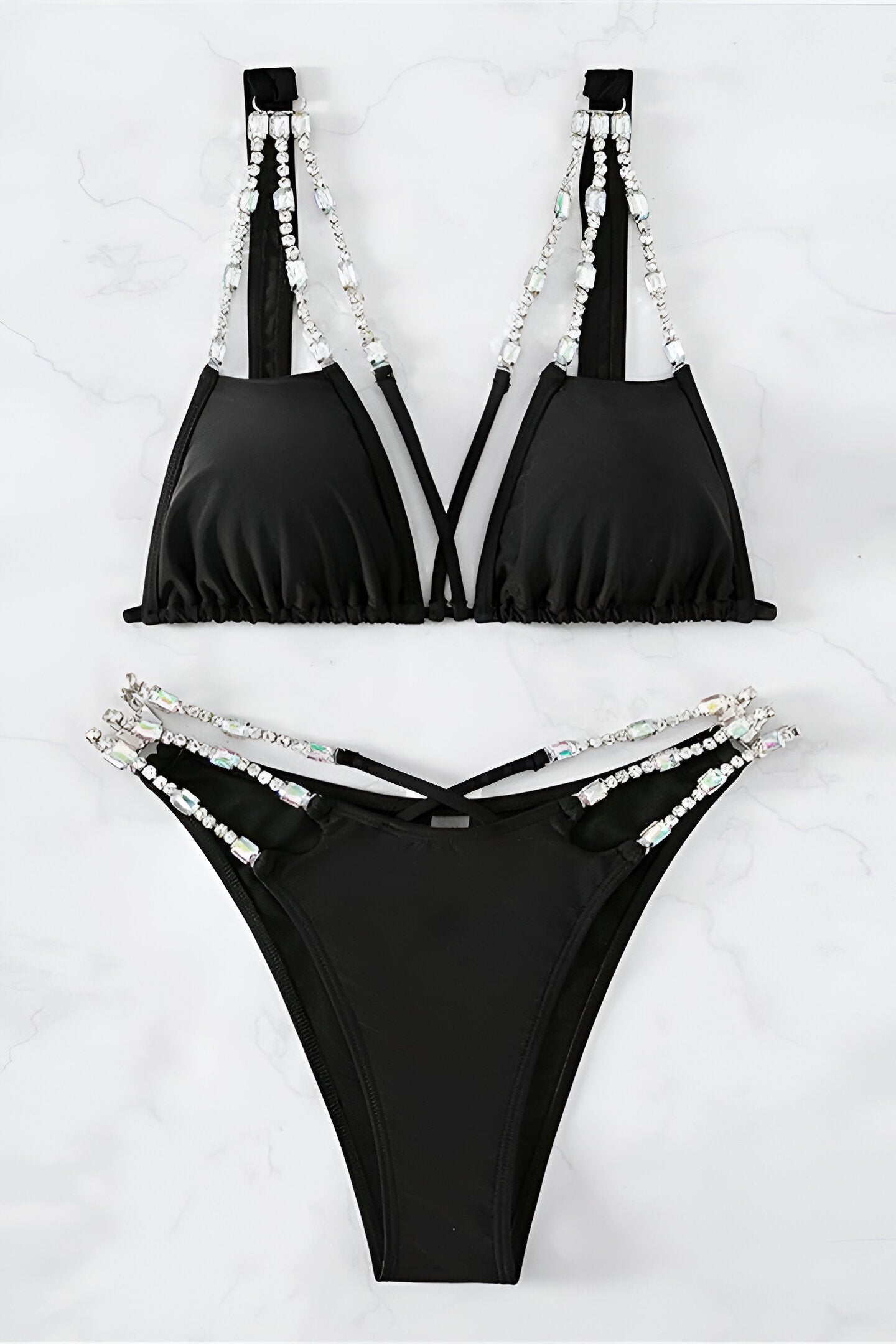 Bikini negro con cristales