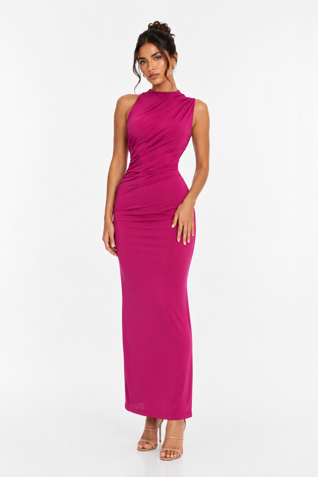 Vestido Back Drape Magenta