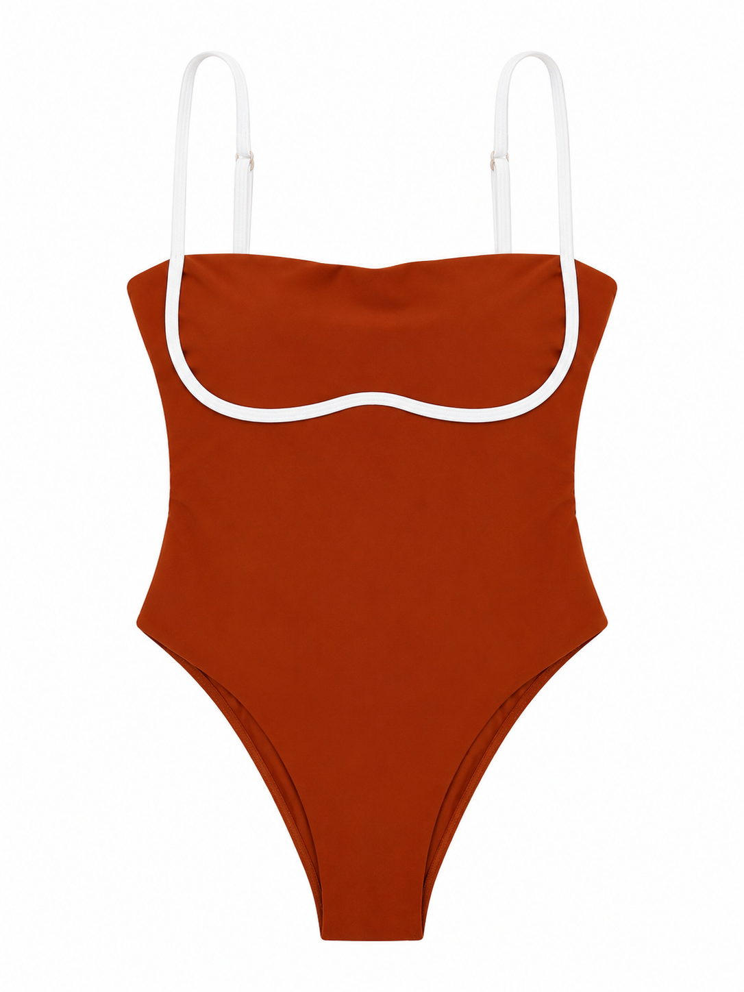 Bañador naranja línea blanca