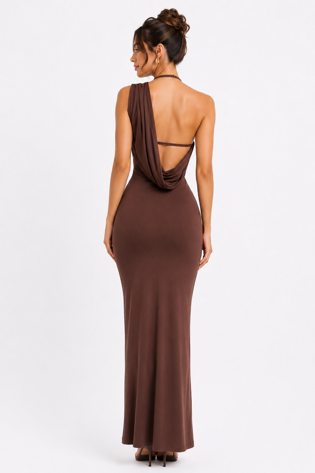 Vestido Brown Back Drape