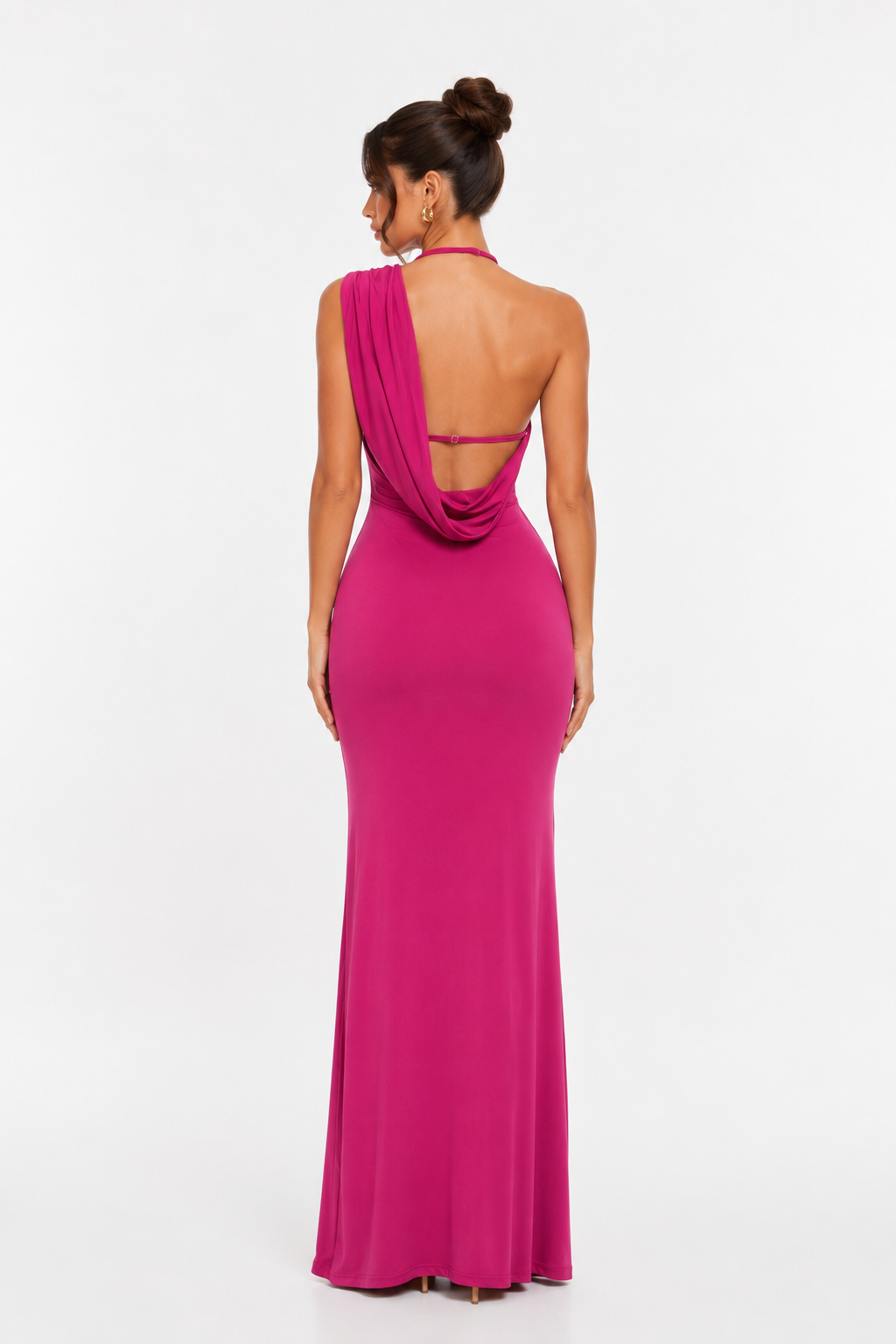 Vestido Back Drape Magenta