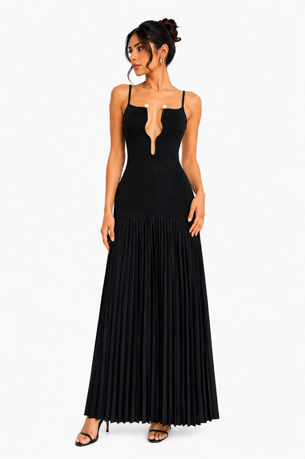Vestido Escote V Negro